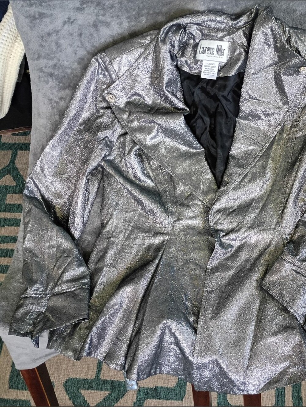 Vintage Silver Metallic Blazer Peplum Jacket